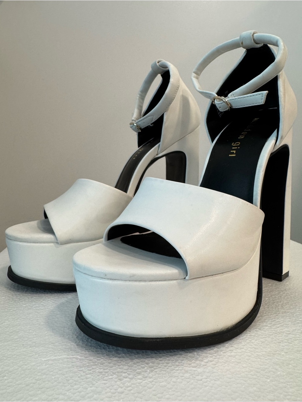 Madden Girl White Platform Ankle-Strap Heels